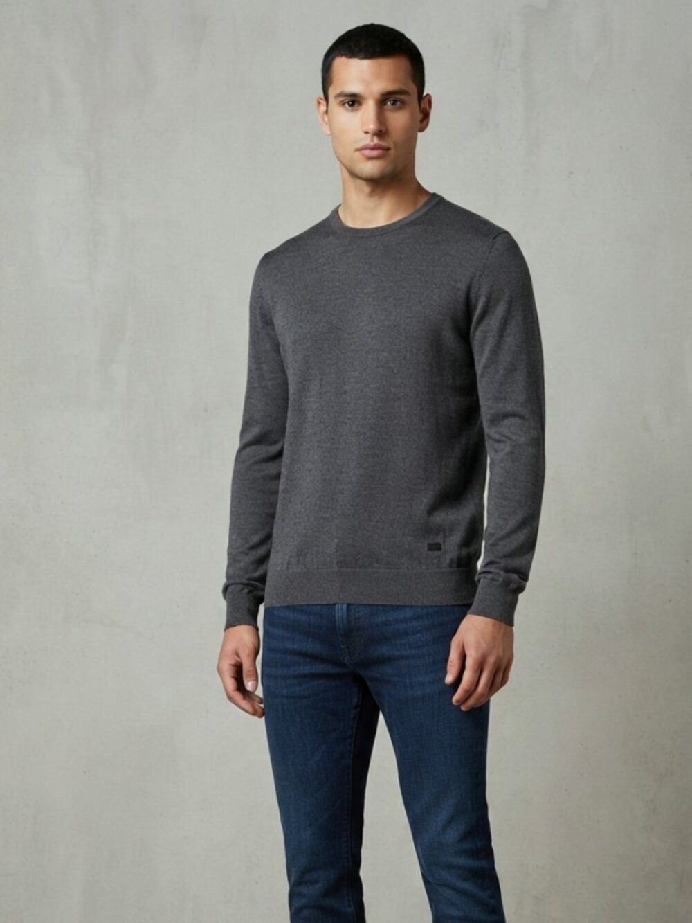 ARMANI COLLEZIONI Gray 100% Virgin Wool Crewneck Sweater S/M 20x27 Luxury Knit